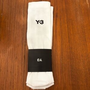 Brand new!  Y-3 Men's White Stripe Crew Socks.  Size M.